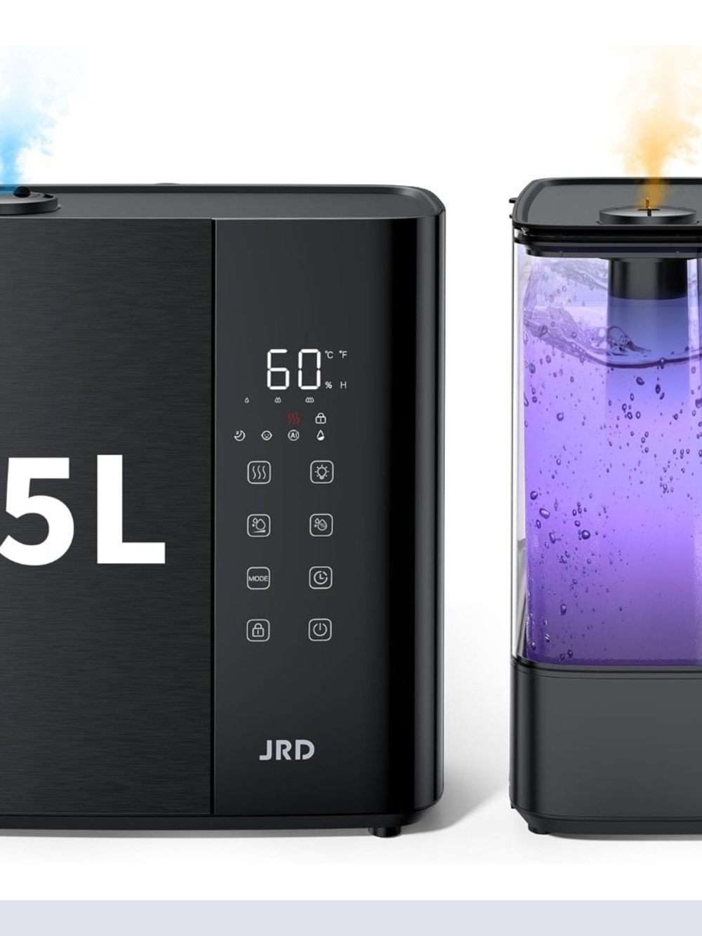 JRD 5L Warm Cool Mist Humidifier Top Fill Remote Black Large Room